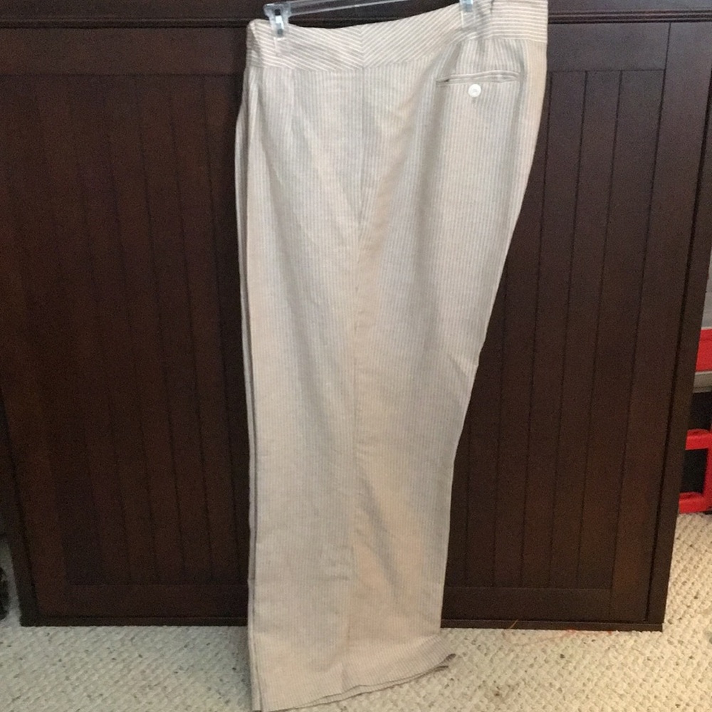 Linen wise legged pants and white linen jacket